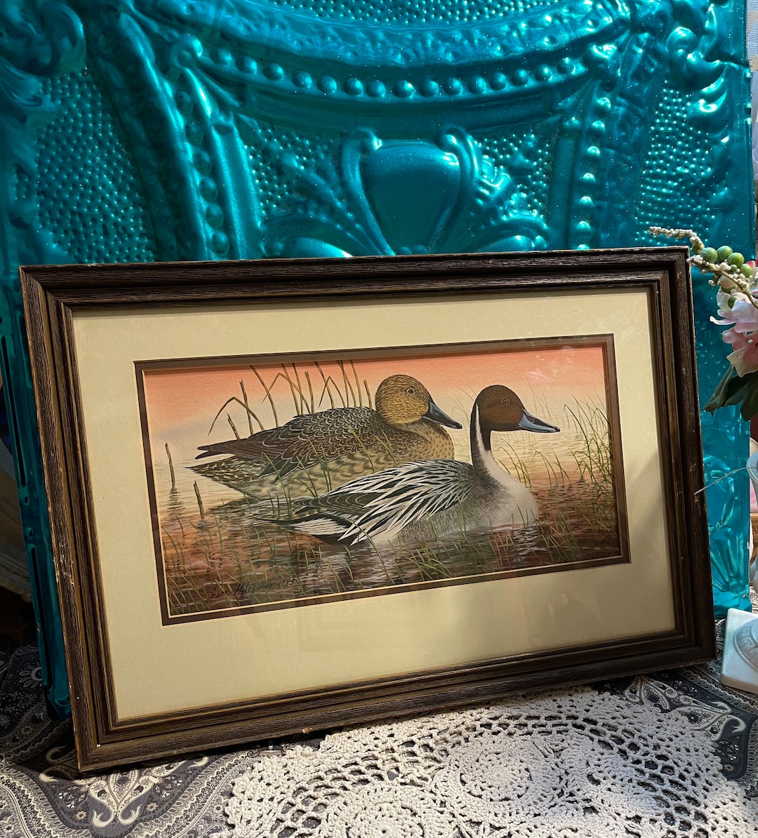 Vintage Wood Framed - Matted Duck Print - Aged Frame - Etsy