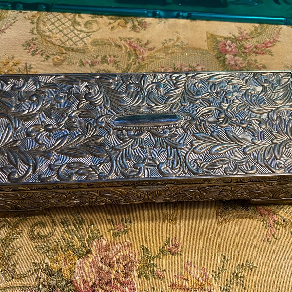 Beautiful vintage silver plated  or silver colored jewelry box
