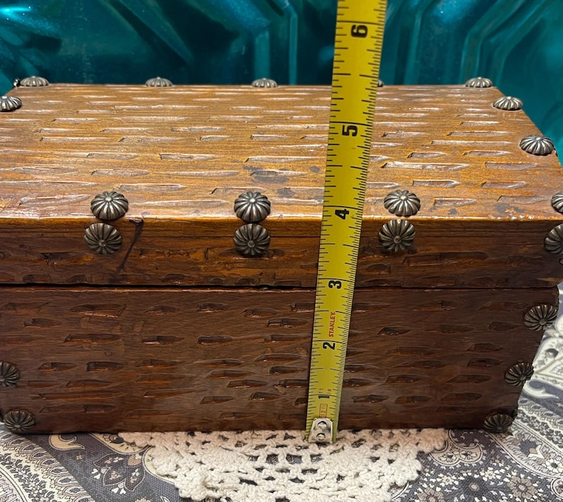 Vintage Small Wooden Treasure Chest - Box - Worn Felt Inside - Etsy