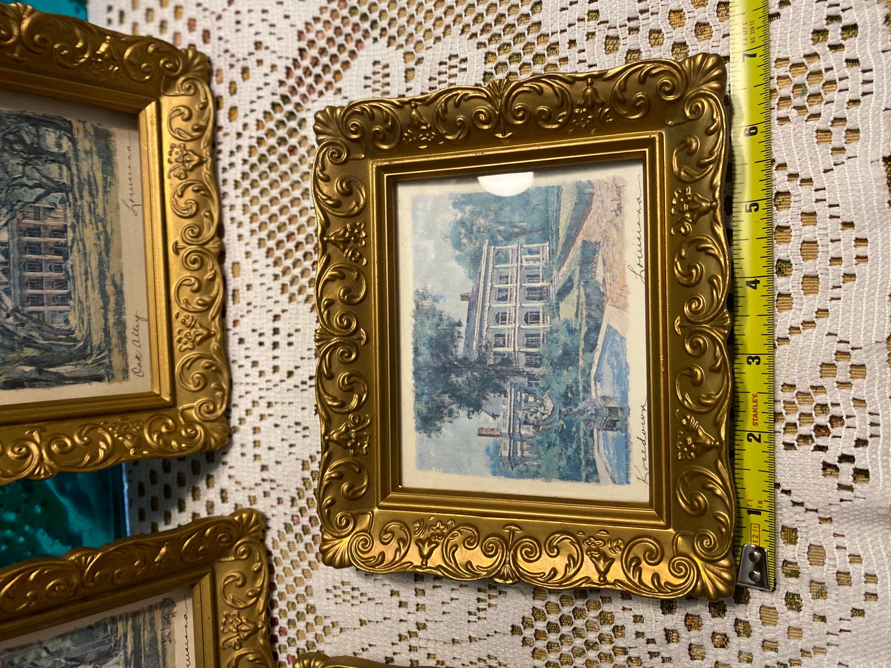 Vintage framed mansion prints in ornate gold plastic frames Etsy