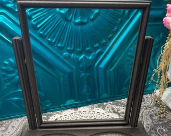 Antique lightweight wood swivel frame with ornate details - no glass - no back- Art deco style base