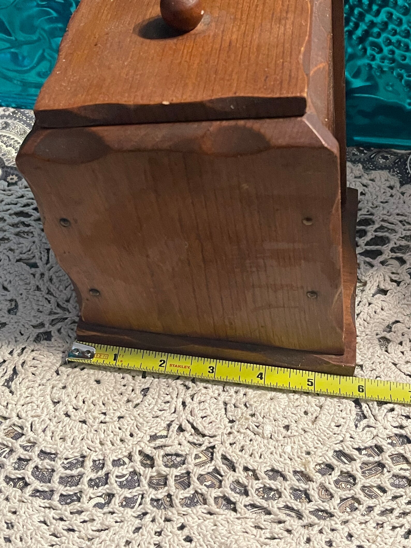 Vintage Small Rustic Slanted Wood Box - Metal Eagle Detail - Plastic ...