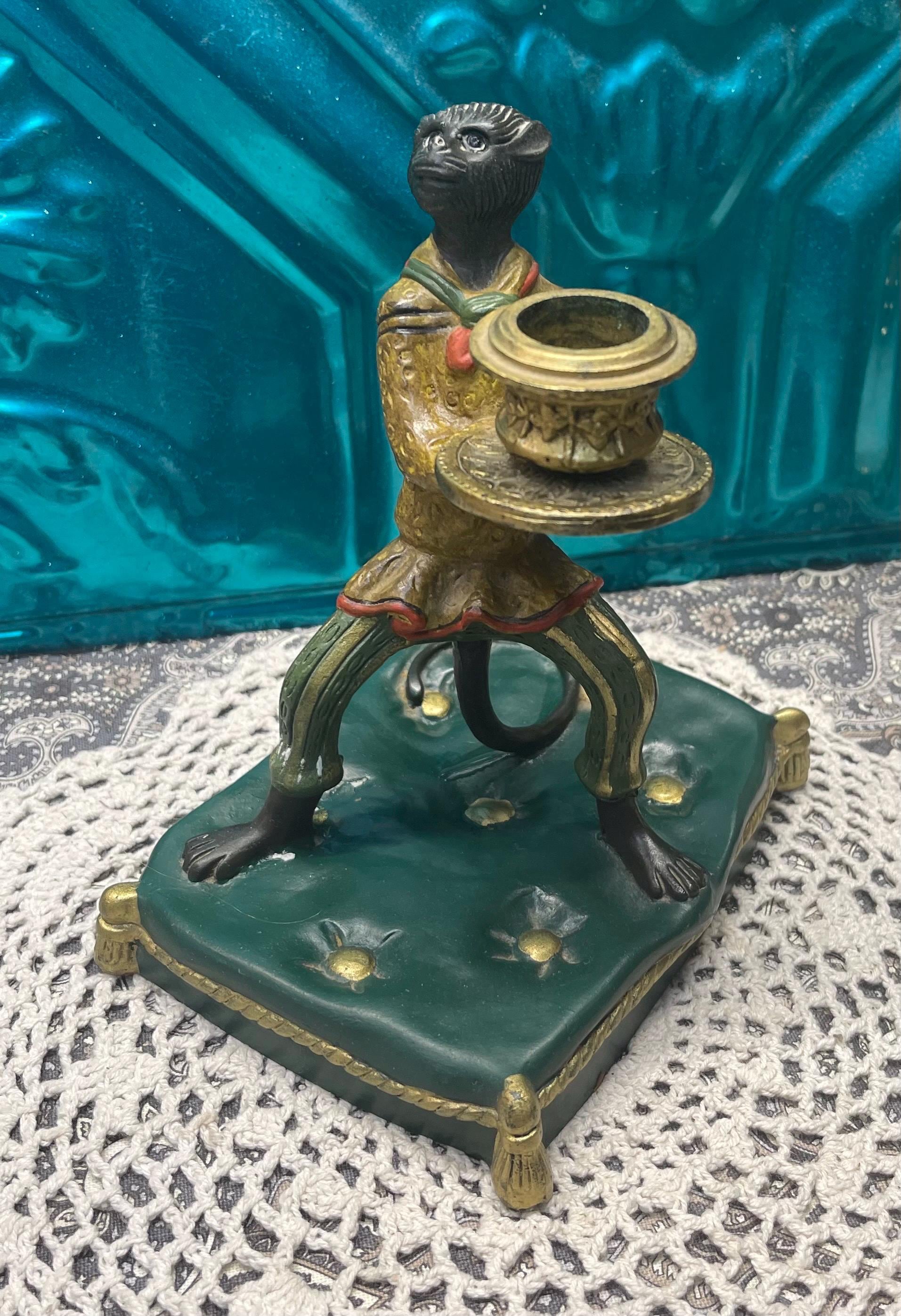 Antique or Vintage Painted Brass Monkey Candle Holder - Etsy