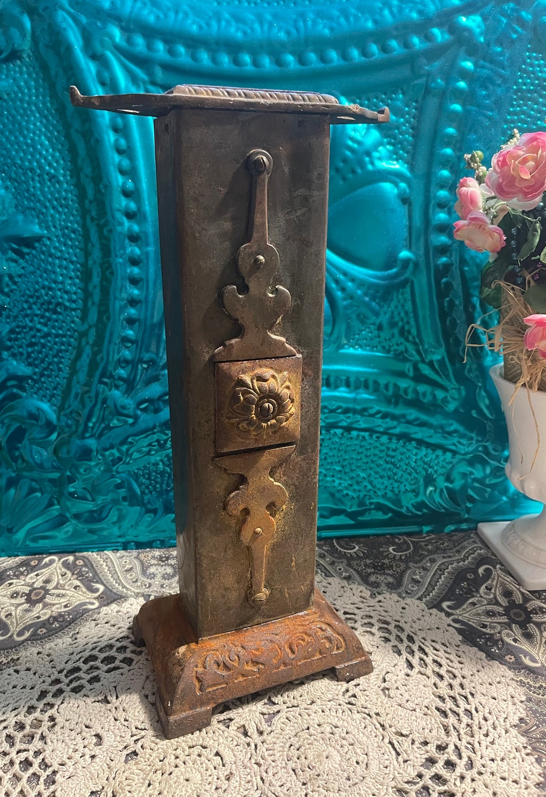 Antique Vintage Ornate Fireplace Tool Holder Victorian Style Surface