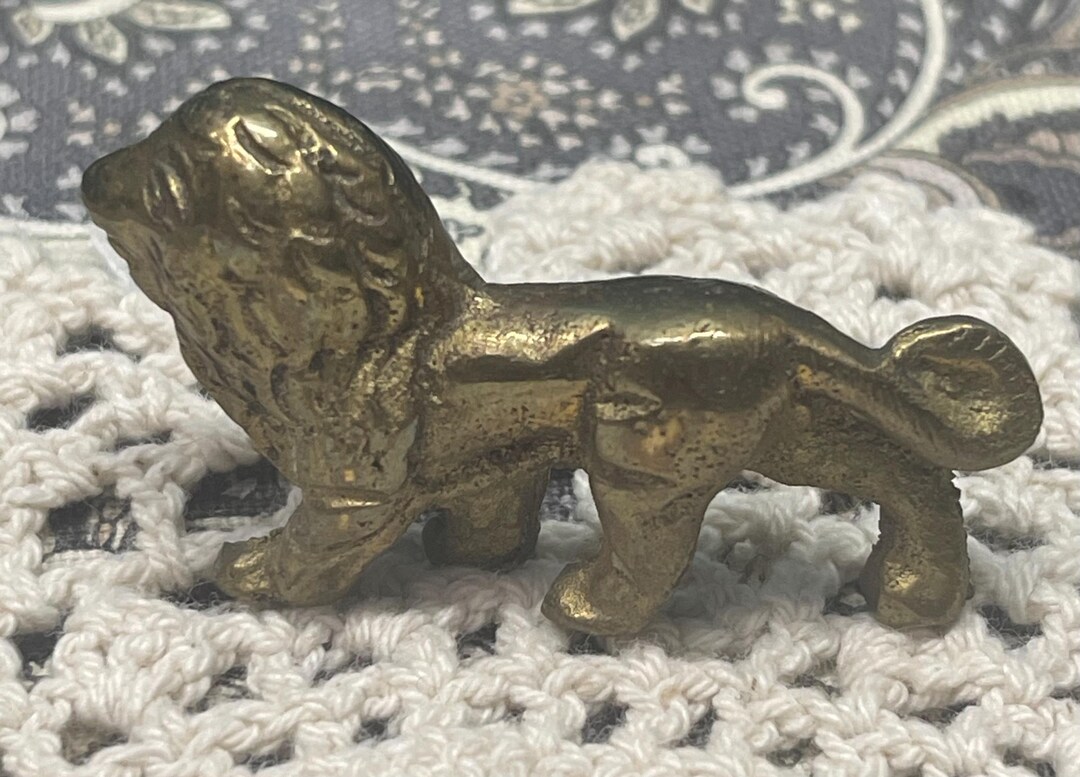 Vintage Small - Miniature Brass Lion - Etsy
