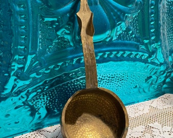 Vintage rustic hammered brass ladle- pan - wall decor- aged