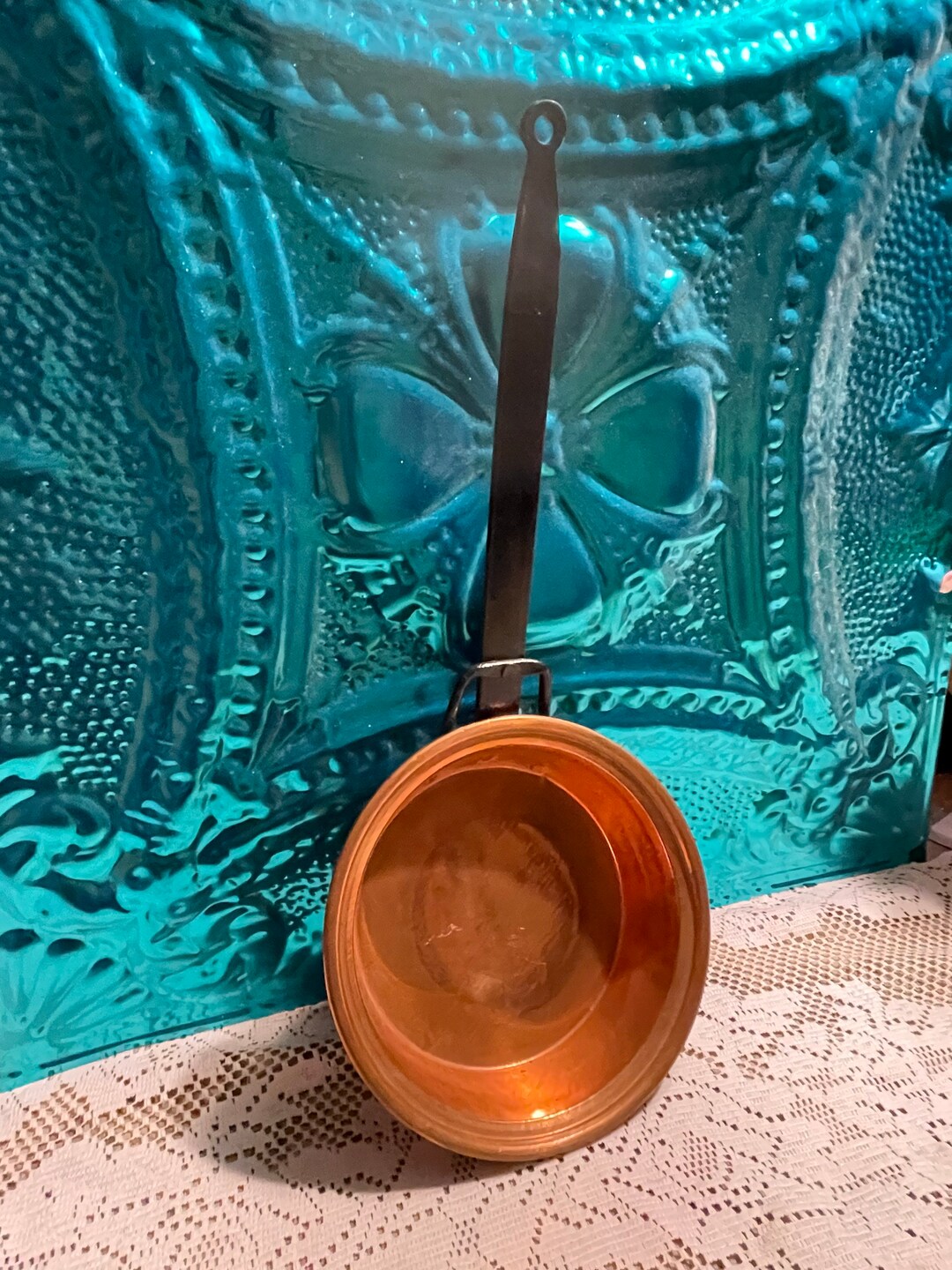 Vintage Copper Pan With Black Iron Handle Wall Decor Farmhouse Decor Etsy