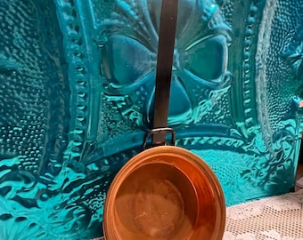Vintage copper pan with black iron handle - wall decor -  farmhouse decor