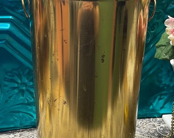 Vintage aged paw footed brass umbrella holder- 15.25 inches high- made in Europe-clearly showing its age -