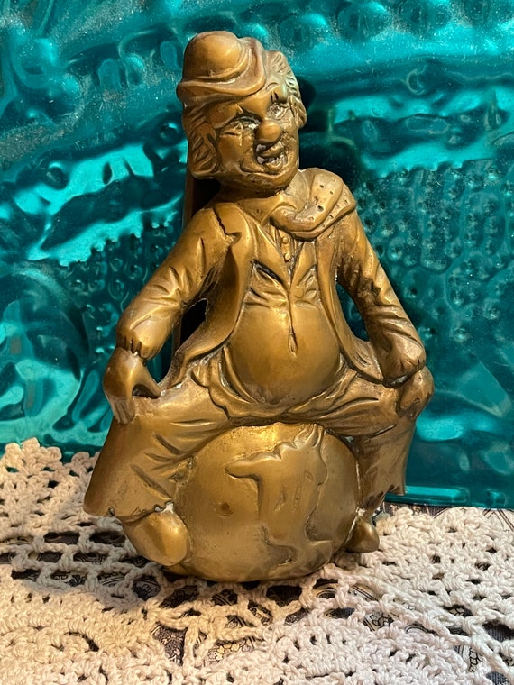 Vintage Heavy Brass Clown on World - Globe - Door Knocker - Etsy