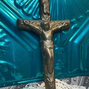 Vintage unique brass crucifix wall hanging