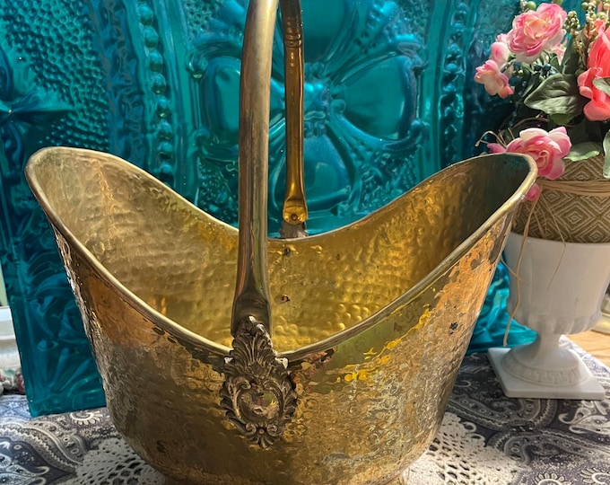 Vintage Large Brass Bucket Planter With Collapsible Etsy