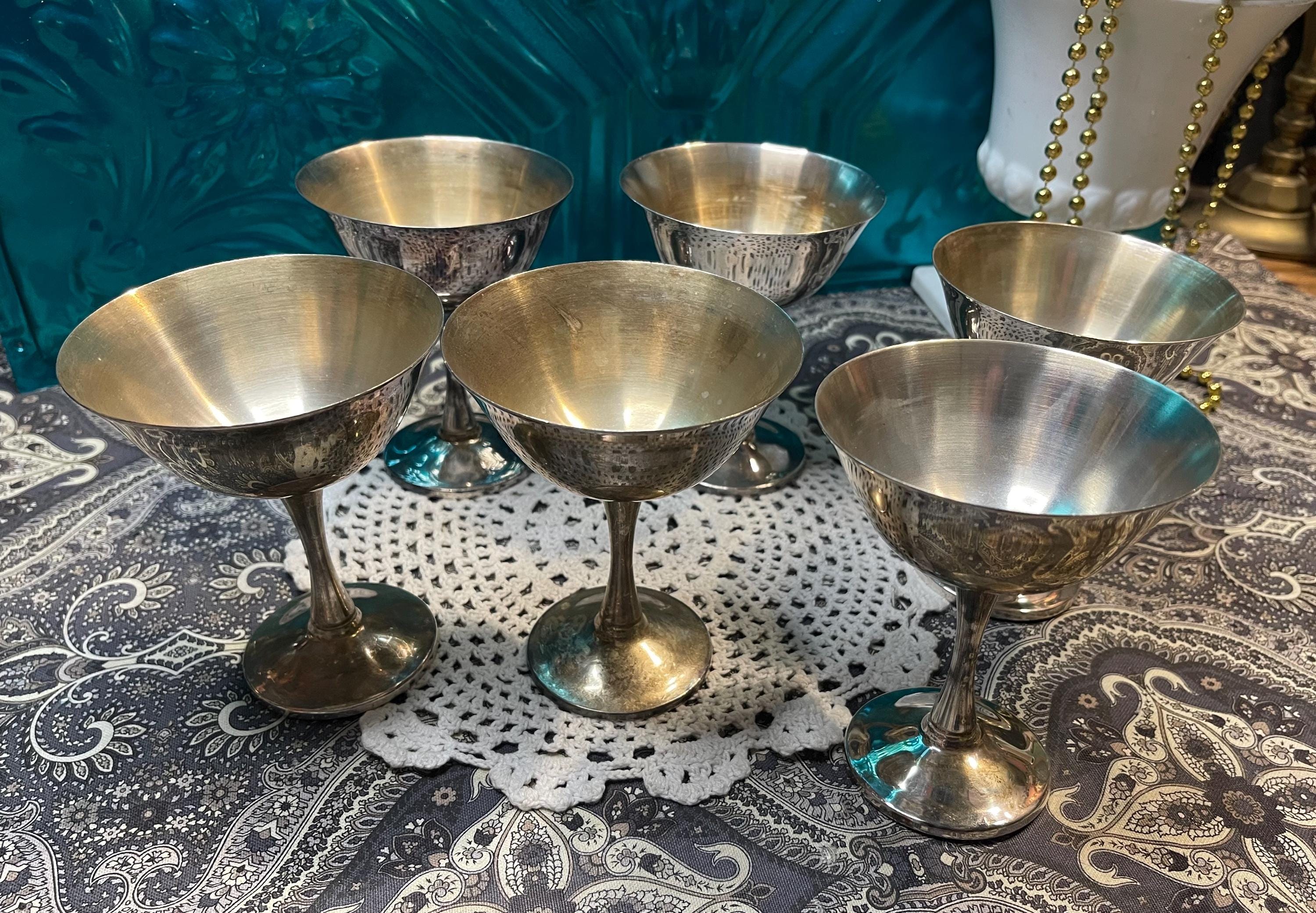 Vintage Silver Plated Goblets- Chalices- Offering Cups- Set of