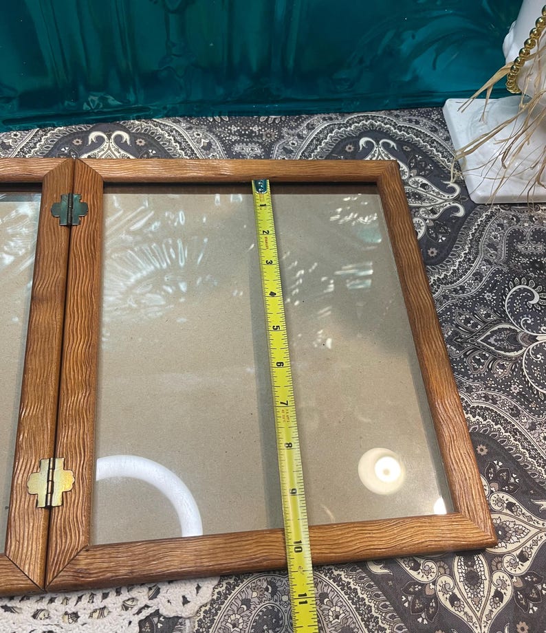Vintage Wood Standing Hinged Double Slide in Frame With Glass - Photo ...