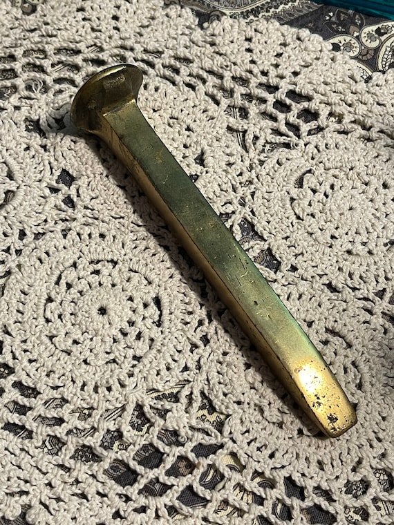 Vintage Brass Plated Railroad Spike Paperweight 
