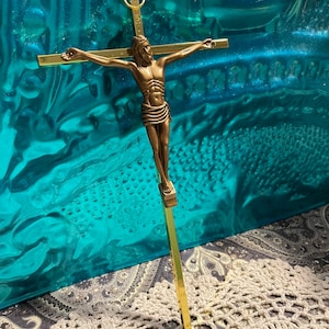 Vintage brass crucifix wall hanging