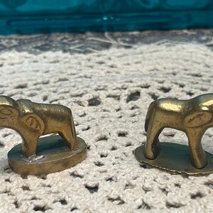 Vintage small - mini- brass elephant set of 2- not identical - aged
