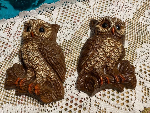 Vintage Small Owls -plastic Wall Decor Set of 2 - Etsy