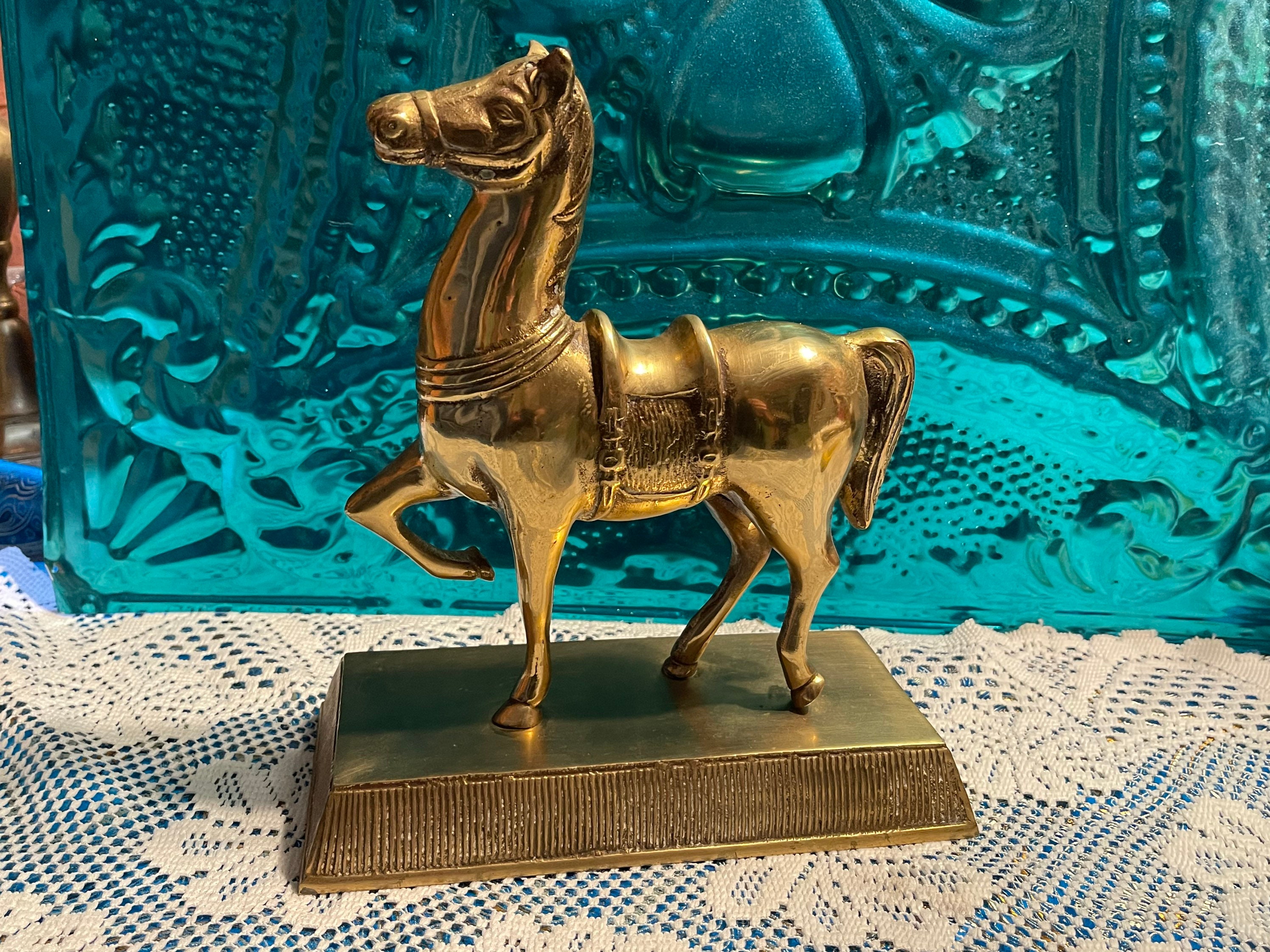 Vintage Brass Horse Statue on Base- Aged Patina - Tarnish - Etsy