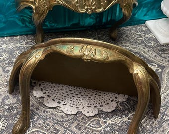 Vintage set of 2 ornate gold plastic wall shelves Victorian style- wear to the paint on top