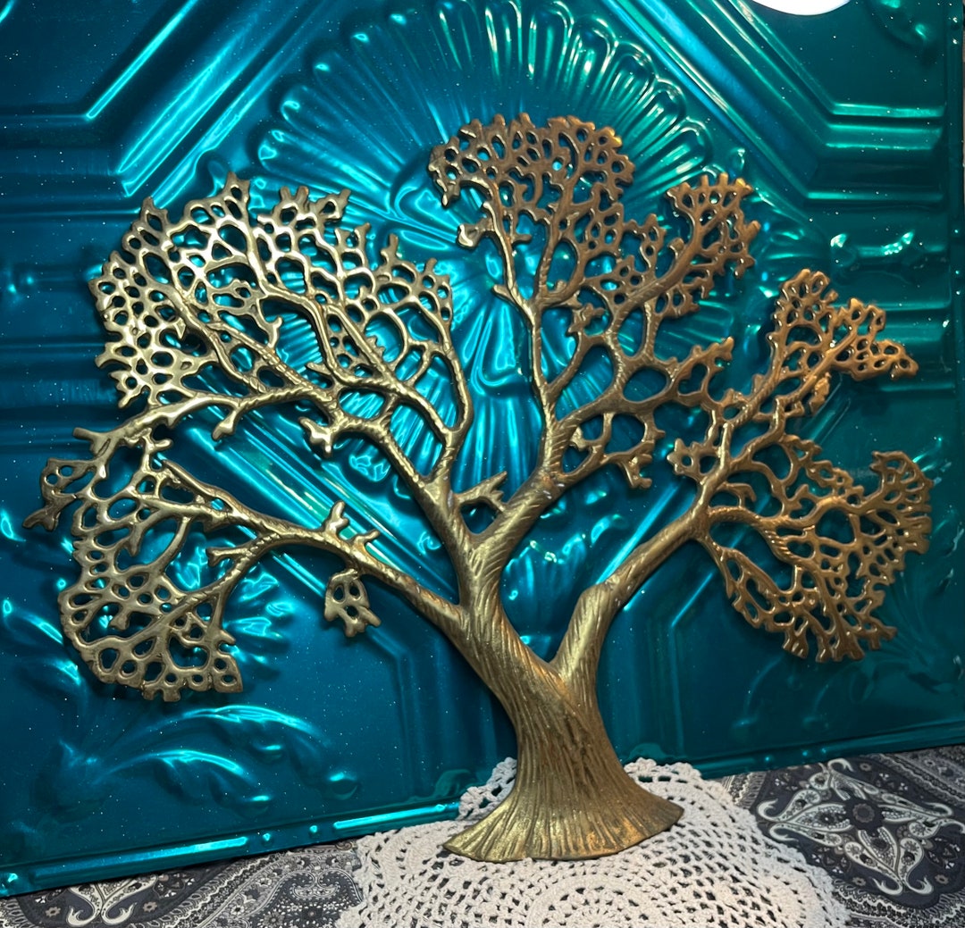 Vintage Large Brass Tree Wall Decor Wall Hanging Aged Etsy