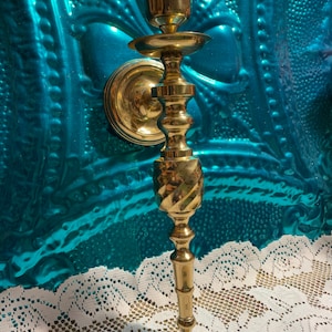 Vintage large heavy brass wall sconce candle holder