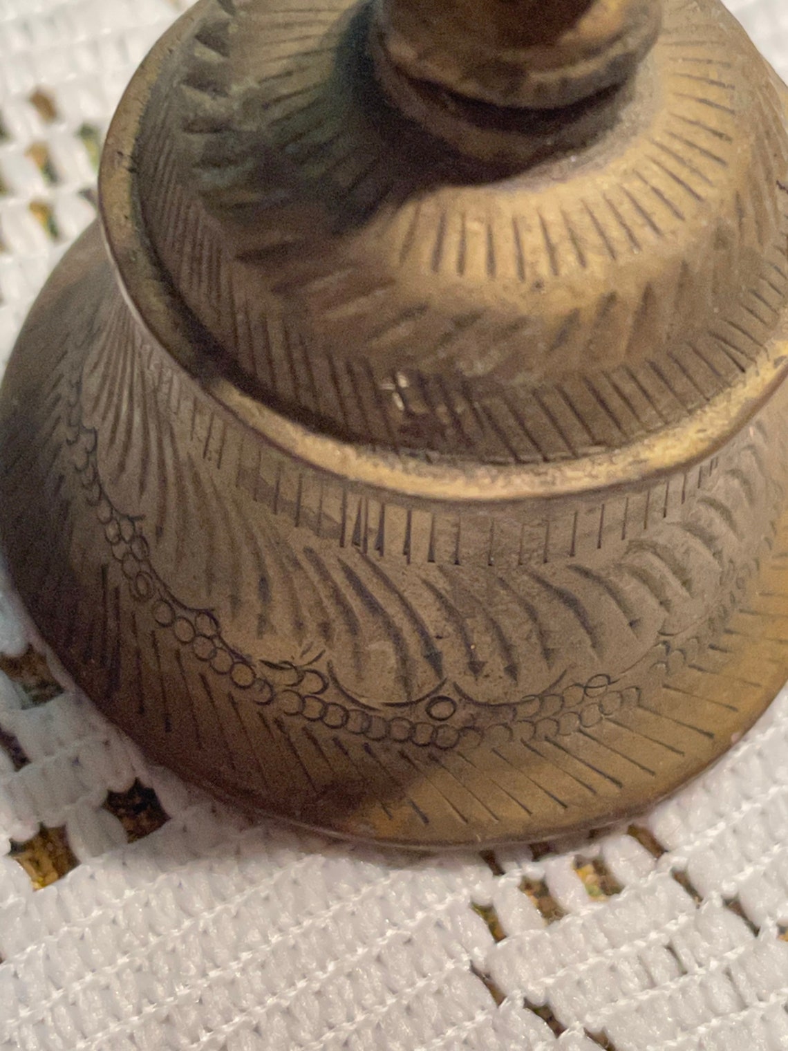 Vintage Edged Brass Bell Made in India Aged Heavy Patina Etsy