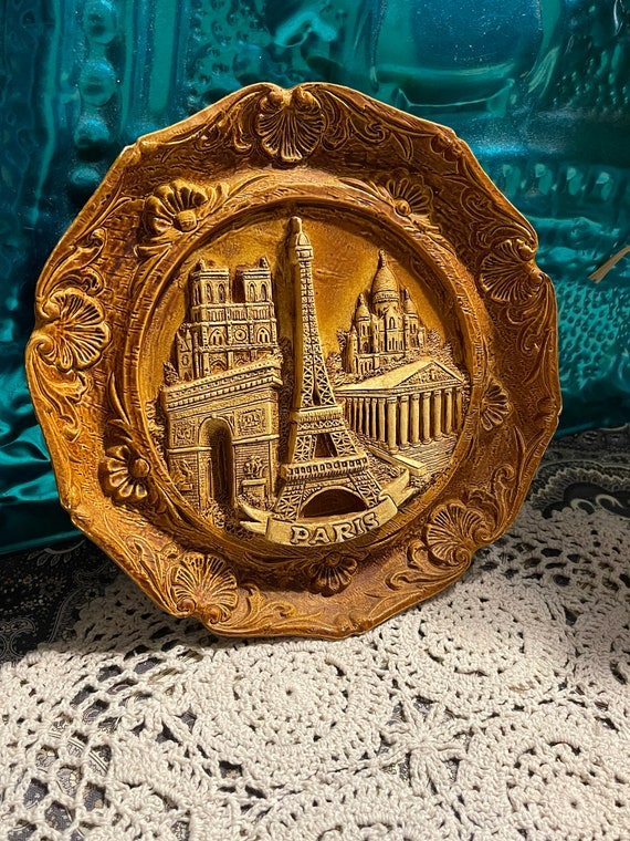 Vintage Carved Wood Look Resin Wall Plate Paris Made in Etsy