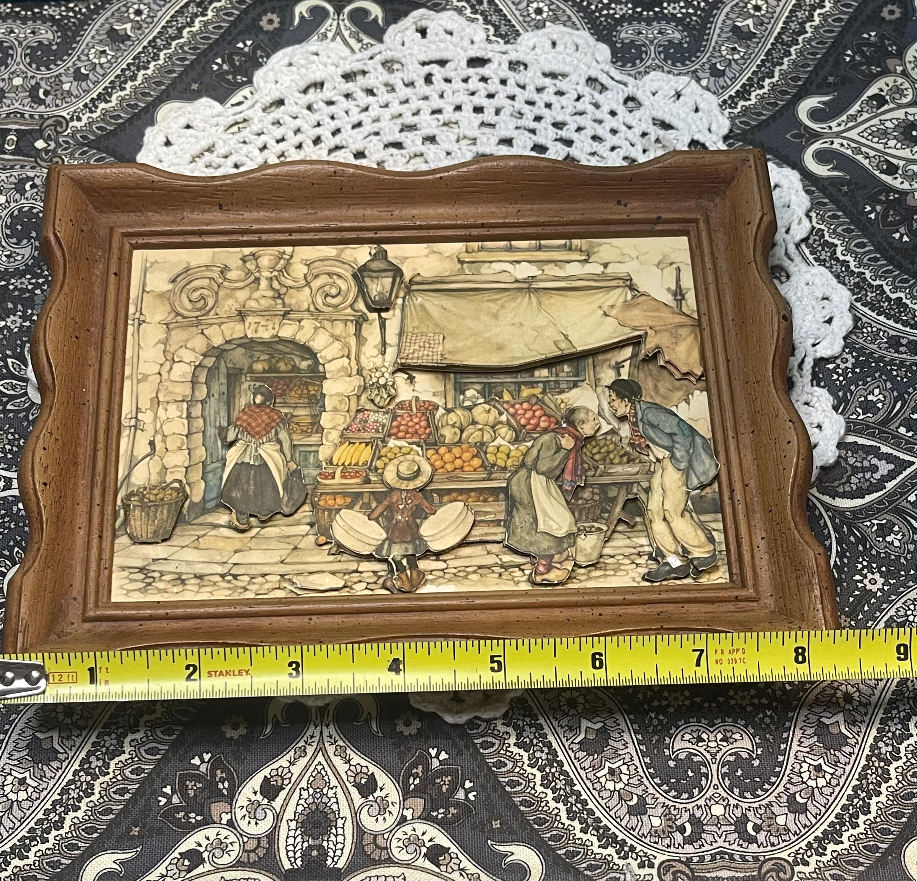 Vintage 3D Paper Art in Wood Look Plastic Frame - Aged - Etsy