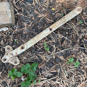 Antique heavy iron barn door strap- hinge - rustic- rusted
