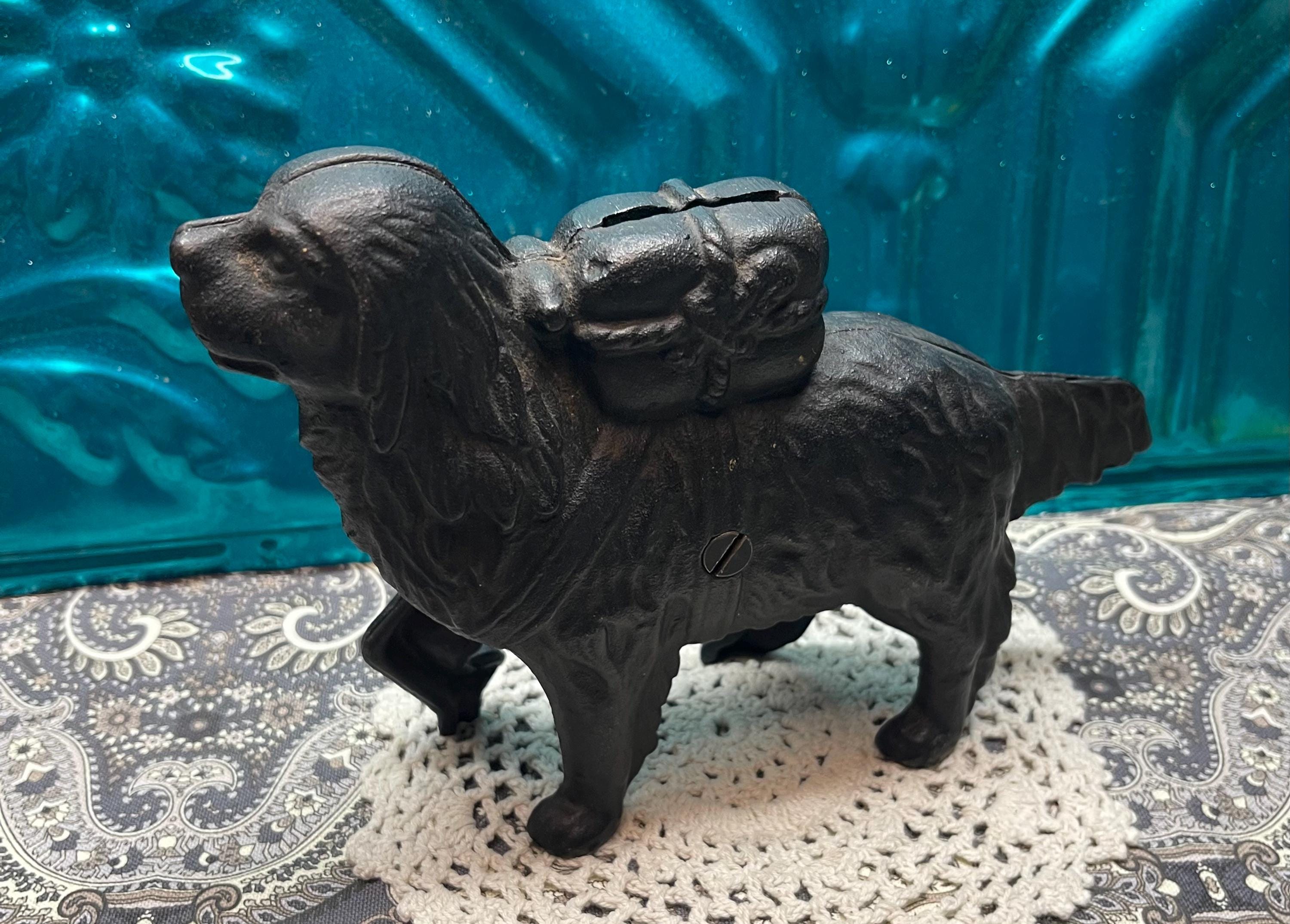 Vintage Cast Iron Dog Bank - Coin Bank - Etsy