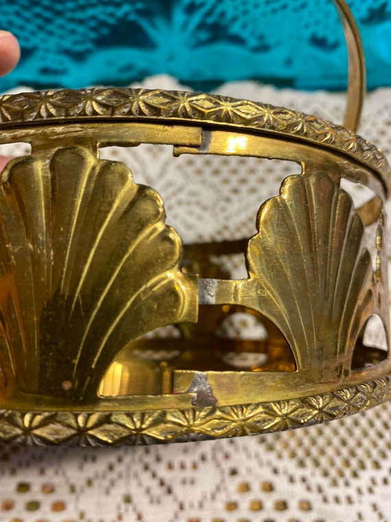 Vintage Metal/ brass basket pearl-shell painted.