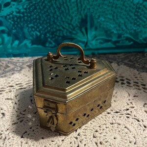 Boîte à Bijoux Vintage En Laiton Et Verre - Forme Losange - Ancien Coffret - Occasion