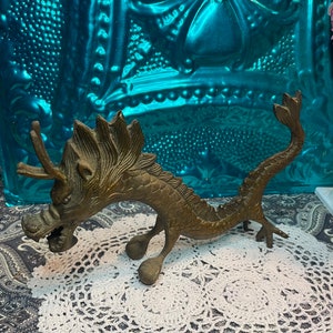 Vintage large brass dragon- aged