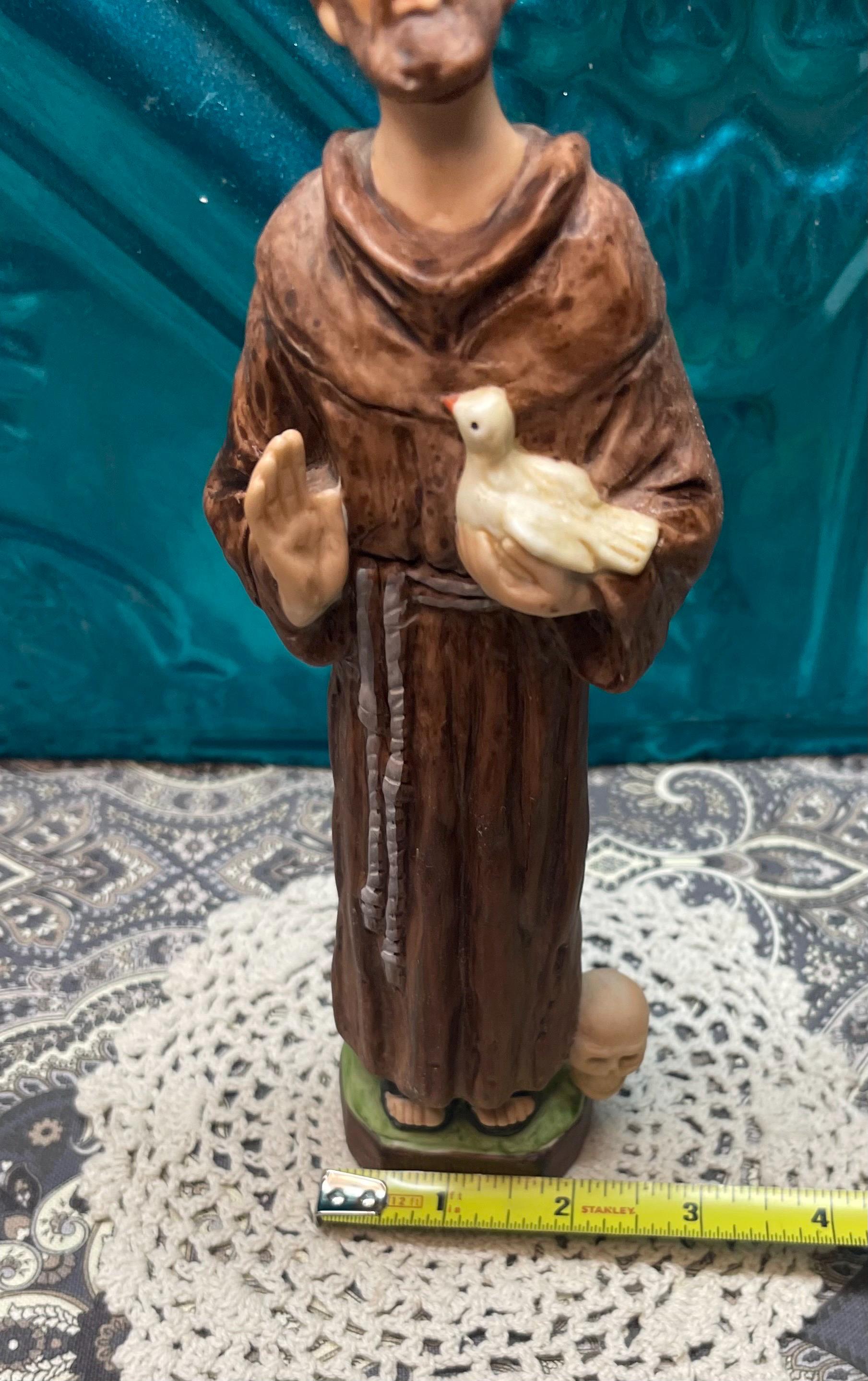 Vintage 9 Inch St Francis Ceramic Statue With Skull on Base - Etsy