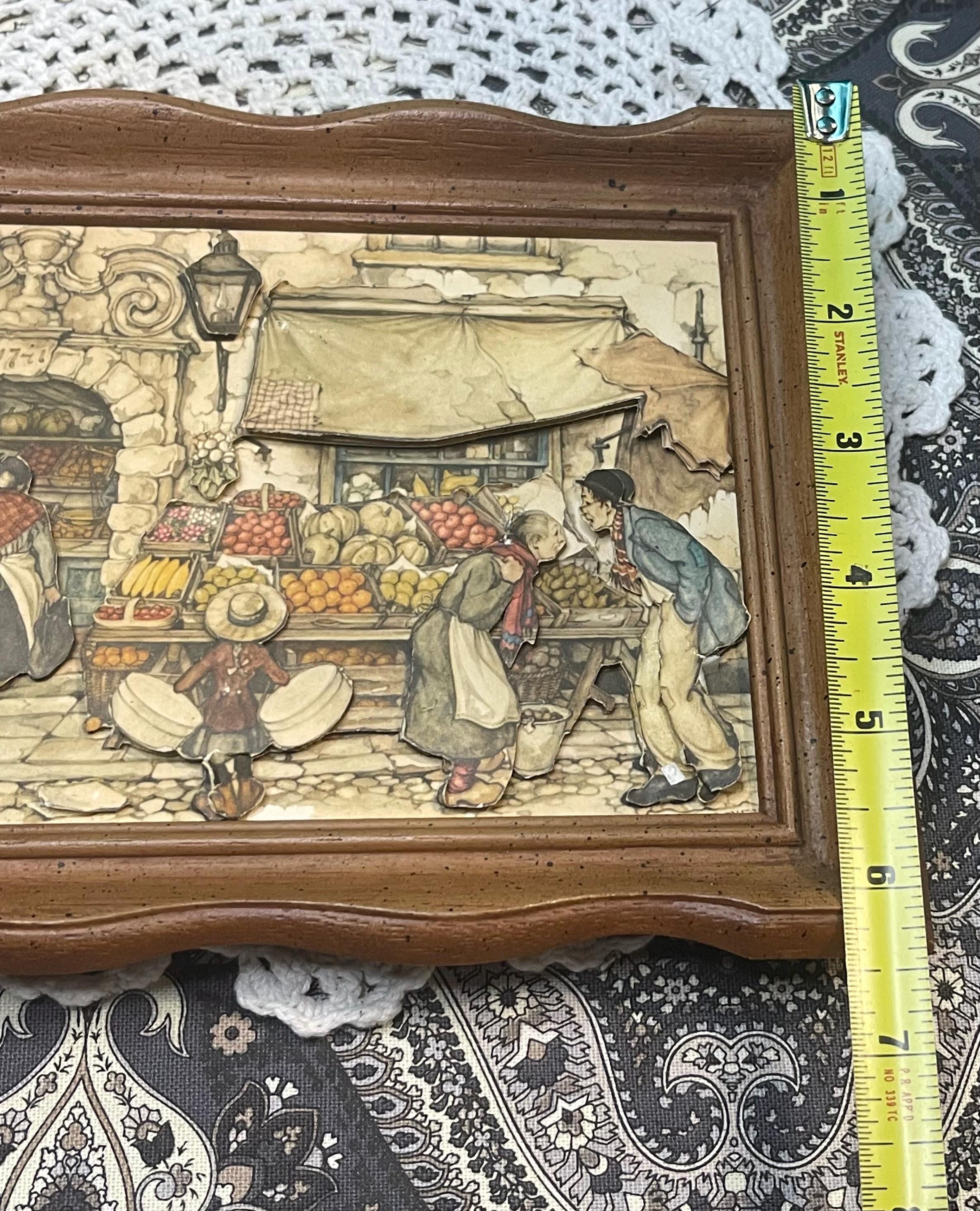 Vintage 3D Paper Art in Wood Look Plastic Frame - Aged - Etsy