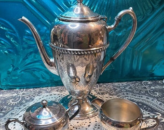 Vintage Silver on Copper Coffee or Tea Set Aged Different - Main Image