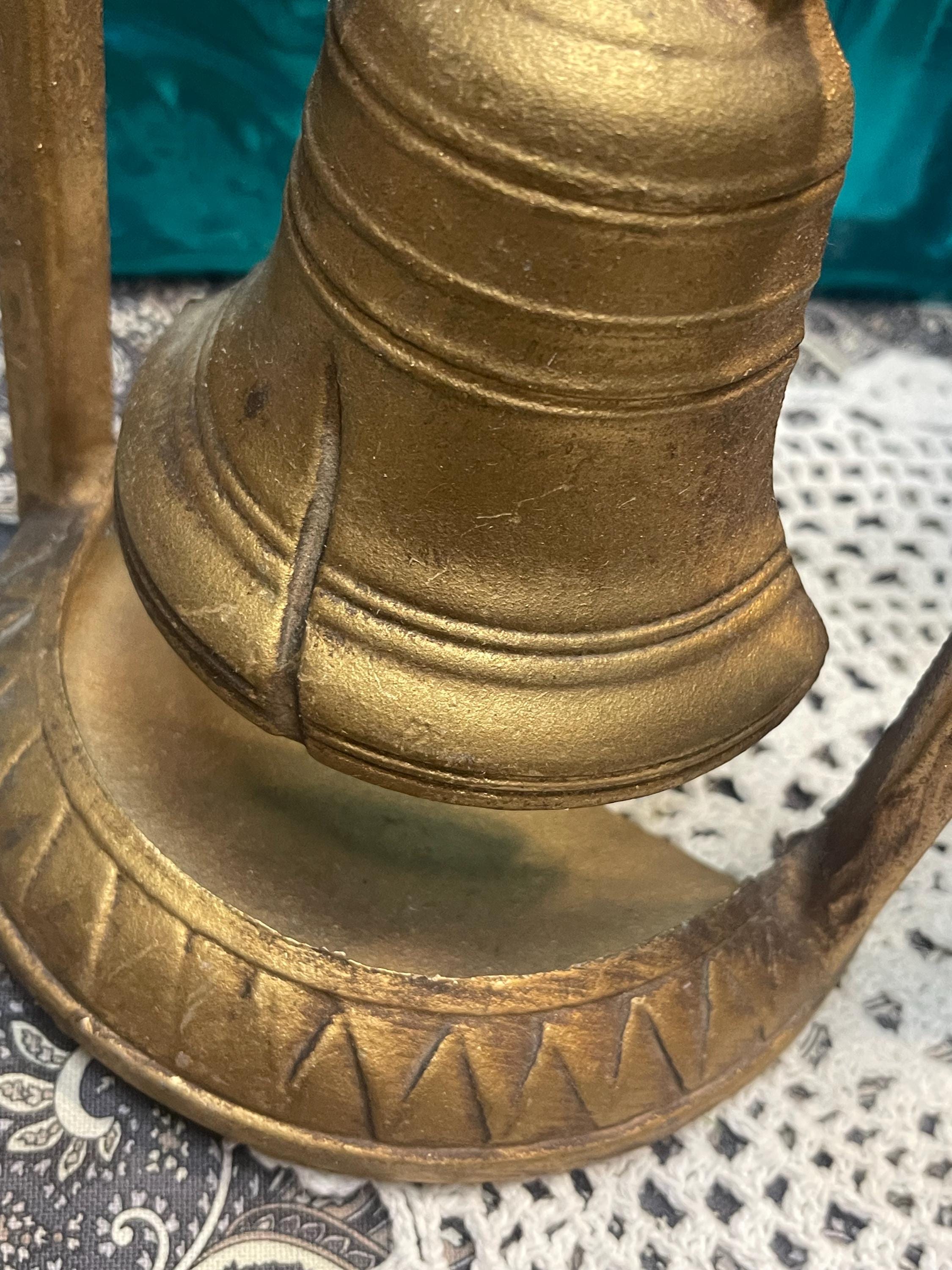 Vintage Gold Tone Cast Metal Liberty Bell Bookends- Non Functional