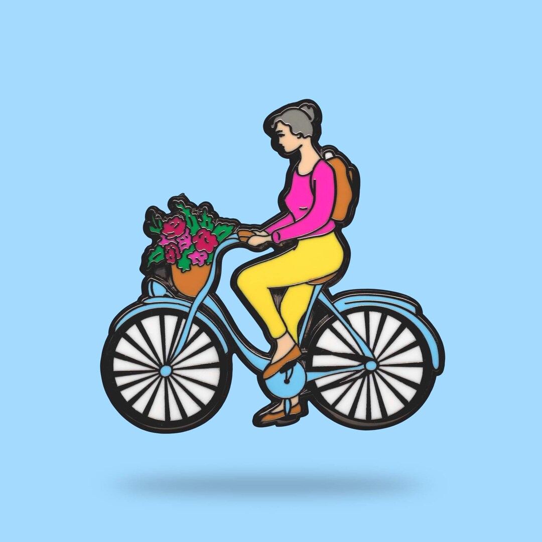 Bicycle Pin Bicycle Lady Girl O Bike Bike Enamel Pin Etsy