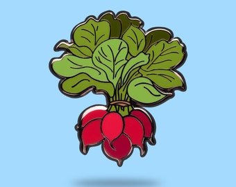 Hard Enamel Radish Pin – Garden Lover Lapel Pin – Cute Vegetable Brooch – Botanical Pin Badge – Gift for Gardener – Plant Accessory