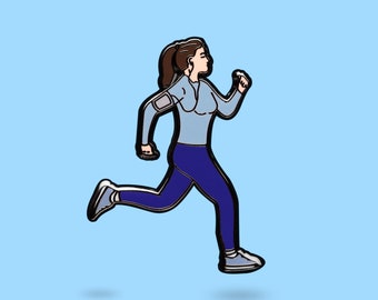 Jogging Girl Enamel Pin – Running Girl Pin, Fitness Lover Gift, Cute Sport Pin, Gym Accessory, Runner Gift Idea