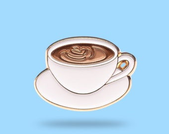 Cappuccino Soft Enamel Pin – Cute Coffee Lapel Pin – Barista Gift – Coffee Lover Accessory – Kawaii Drink Pin