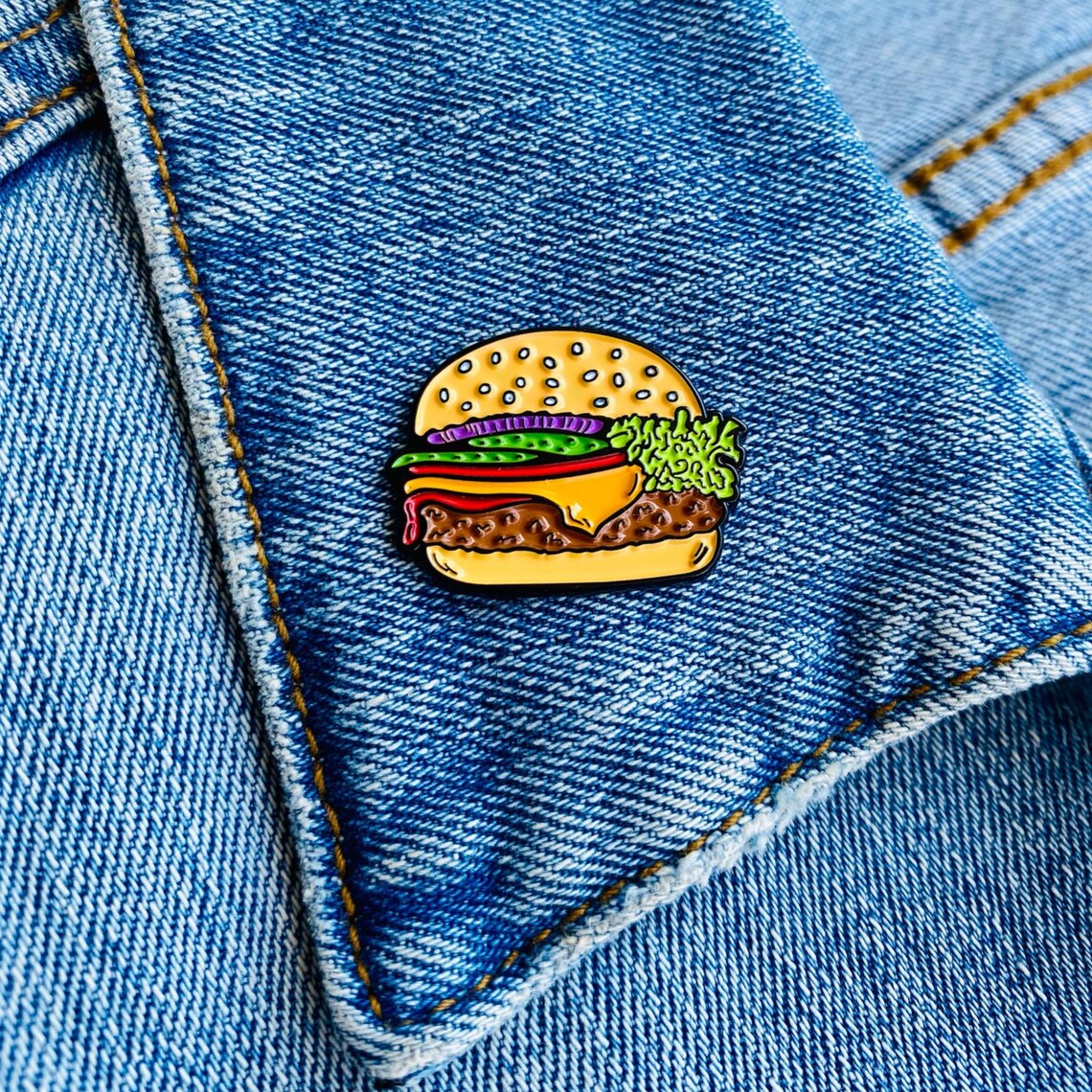 Burger Enamel Pin Soft Enamel Pin Fast Food Pin - Etsy