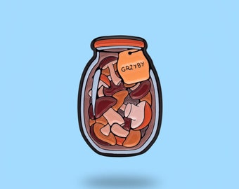 Mushrooms pin - mushrooms in a can - enamel pin - cute gift