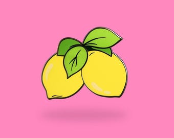 Lemon Hard Enamel Pin – Cute Fruit Lapel Pin, Summer Citrus Accessory, Tropical Snack Pin, Gift for Friends, Kawaii Food Pin