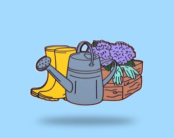 Garden pin - gardening - watering pot - flowers - enamel pin - cute gift