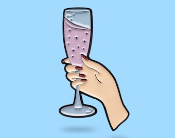 Prosecco pin - Champaign pin - glass of wine - party time