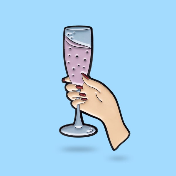 Prosecco pin - Champaign pin - glass of wine - party time