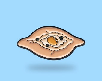 Khachapuri Enamel Pin, Georgian Food Pin, Cute Food Lapel Pin, Cheese Bread Pin, Bakery Lover Gift, Foodie Pin Badge