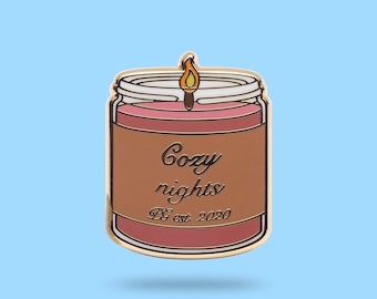 Candle enamel pin - cozy nights - cute gift cozy season - Halloween season - light